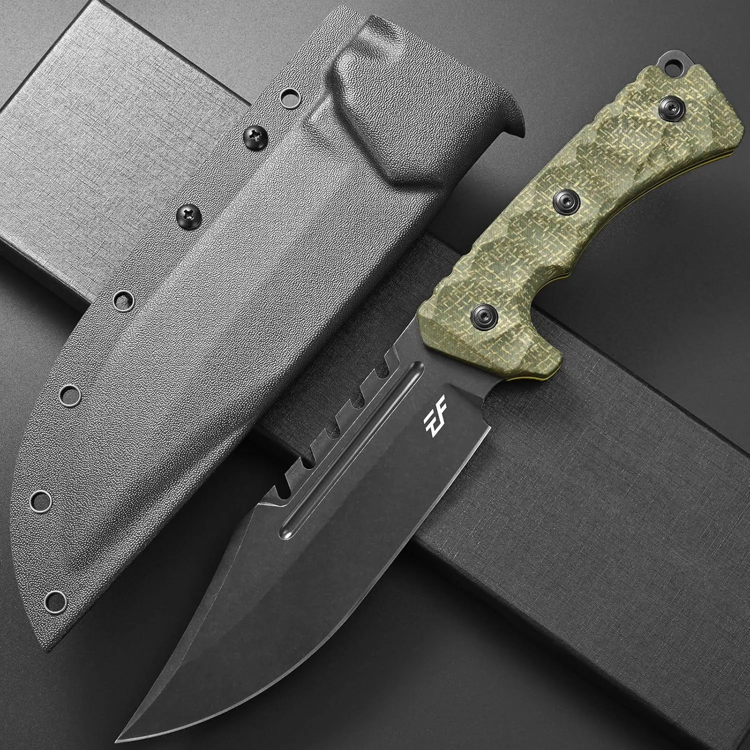 Eafengrow EF161 Fixed Blade Knife Sleipner Steel Blade Micarta Handle Full Tang EDC Tool Fix Knifes for Camping Hunting Bushcraft(Green)