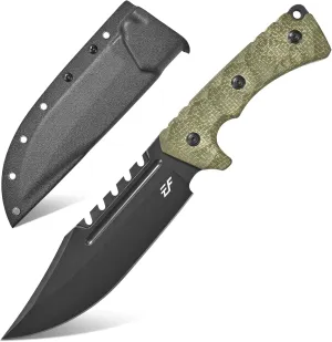 Eafengrow EF161 Fixed Blade Knife Sleipner Steel Blade Micarta Handle Full Tang EDC Tool Fix Knifes for Camping Hunting Bushcraft(Green)