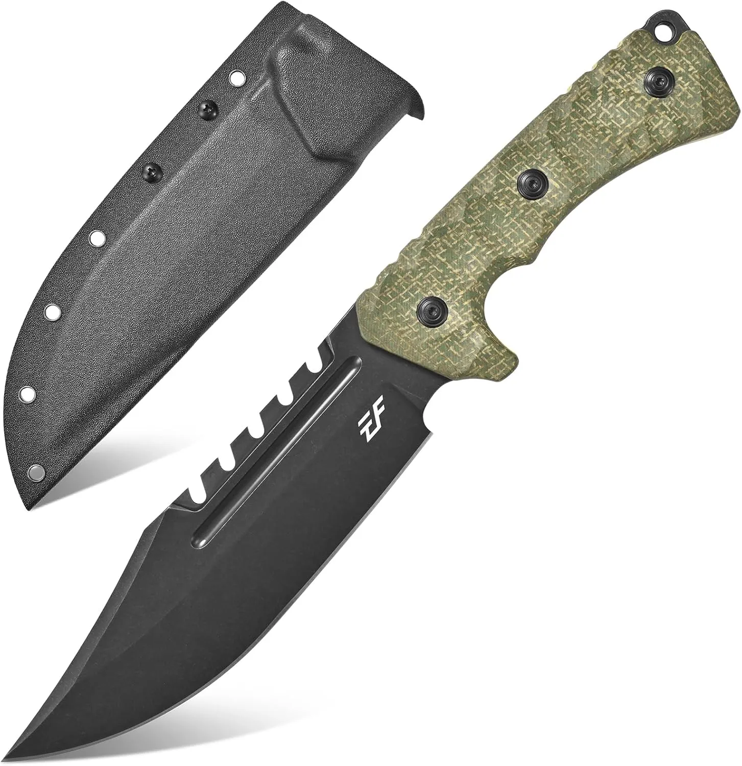 Eafengrow EF161 Fixed Blade Knife Sleipner Steel Blade Micarta Handle Full Tang EDC Tool Fix Knifes for Camping Hunting Bushcraft(Green)