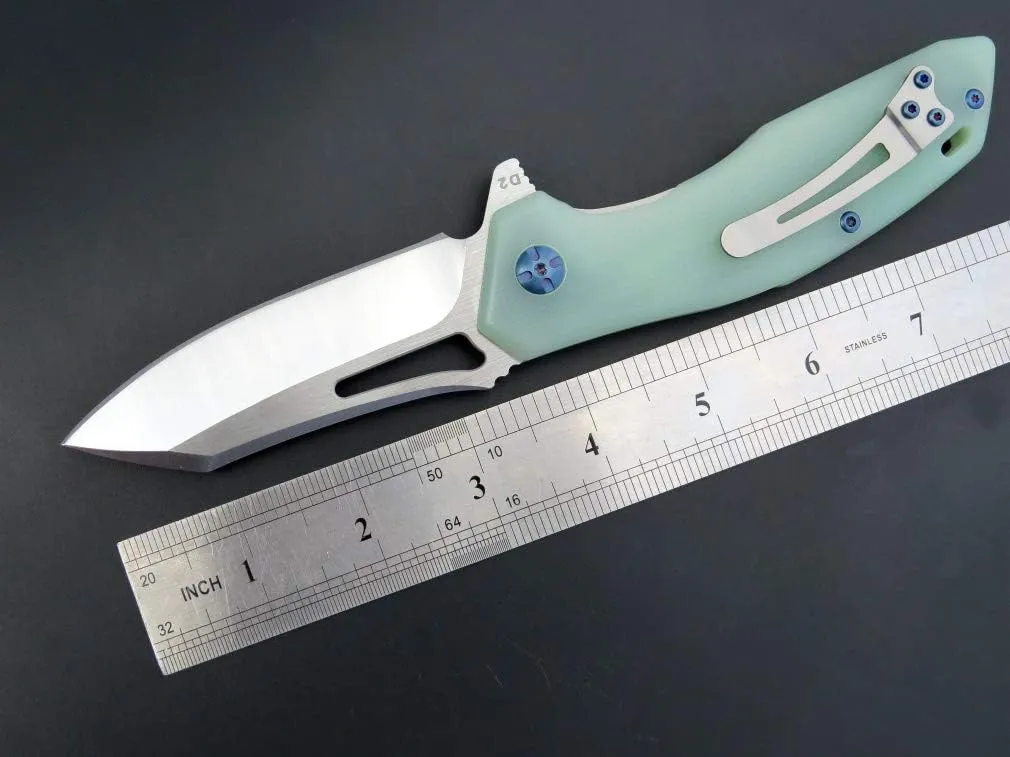 Eafengrow EF911 Folding Knife D2 Steel Blade G10 Handle with Pocket Clip EDC Pocket Ball Bearing Flipper Hunting Knife Tactical Tool Knives for Camping Outdoor Hiking (Jade)
