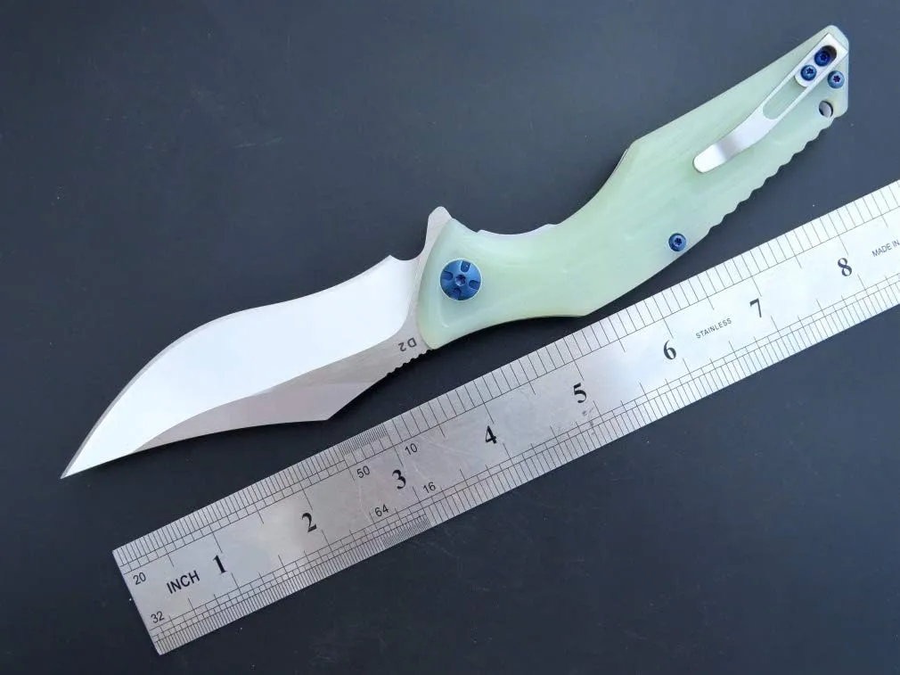 Eafengrow EF924 Folding Knife D2 Steel Blade   G10 Handle camping Knife Outdoor EDC TOOL (Jade)