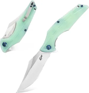 Eafengrow EF924 Folding Knife D2 Steel Blade   G10 Handle camping Knife Outdoor EDC TOOL (Jade)