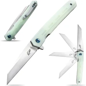 Eafengrow EF946 D2 Folding Knife G10 Handle EDC Flipper Knife Camping Tactical Hiking Survival Outdoor tool (JADE)