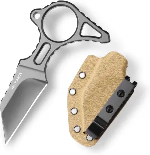 EDC Fixed Blade Knife with Sheath, Camping Knife Fixed Blade 2.2" Outdoor Survival Blade Full Tang Hunting Knives for Men Women IB-04