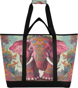 Elephant Reusable Insulated Cooler Bag with Ice Pack Compartment - Large 47L Waterproof Thermal Grocery Tote for Picnic Beach Camping Lunch Storage