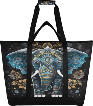 Elephant Reusable Insulated Cooler Bag with Ice Pack Compartment - Large 47L Waterproof Thermal Grocery Tote for Picnic Beach Camping Lunch Storage