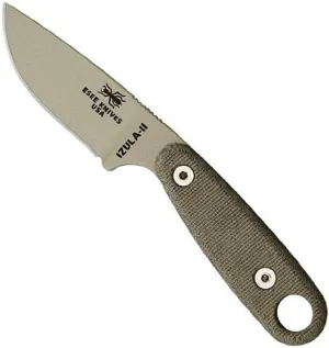 ESEE Knives Izula-II Fixed Blade Knife, Micarta Handle, Molded Sheath, Clip Plate (Desert Tan)