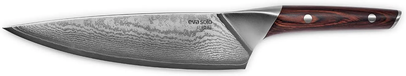 Eva Solo Nordic Kitchen Japanese Style Damascus Chef's Knife With Pakka Wood Handle 20cm Blade