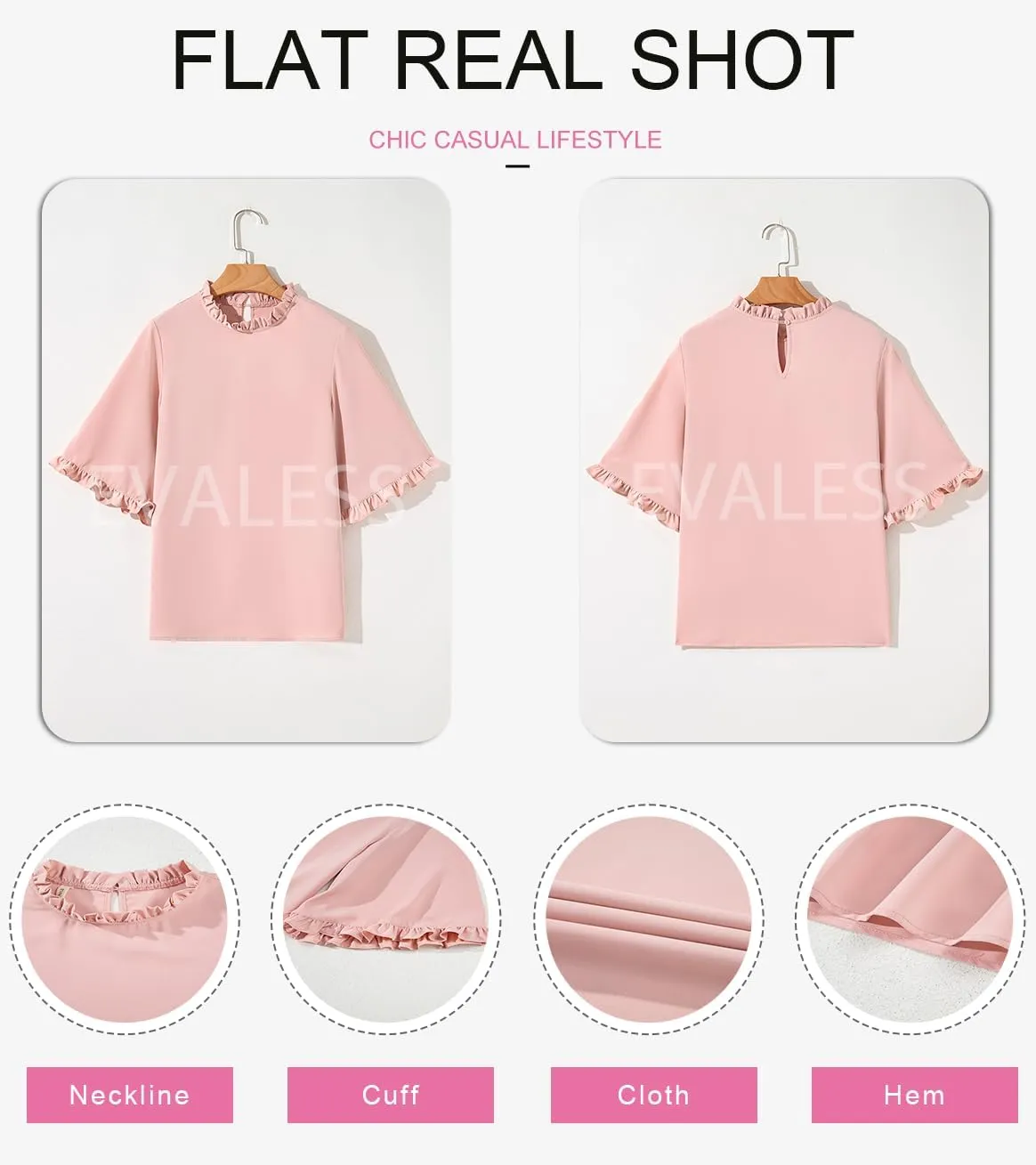 EVALESS Womens Half Sleeve Tops Cute Chiffon Blouses Summer Lightweight Ruffle Sleeve Shirts Loose Fit Daily Wear 2025