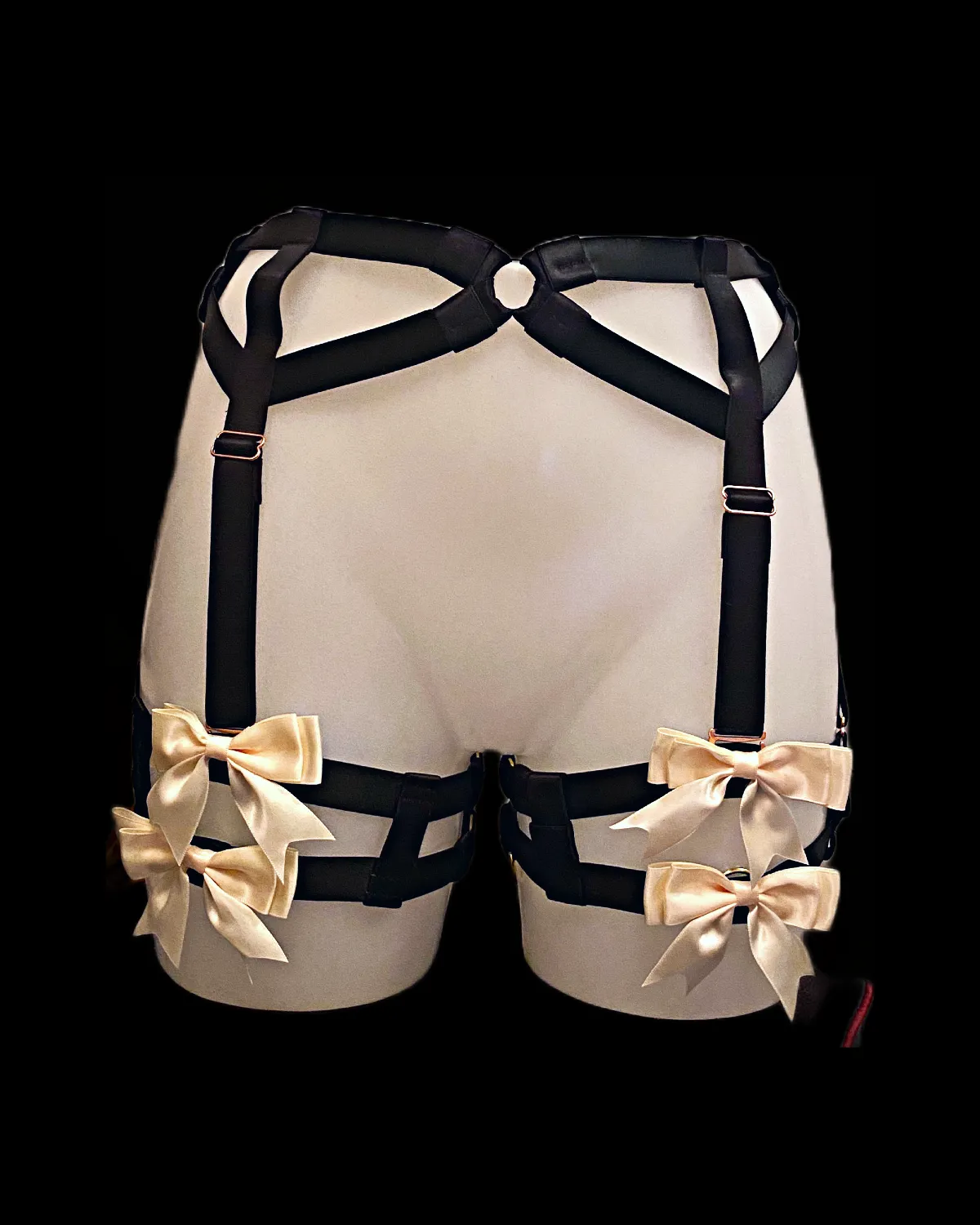 EVANGELINE Double Garter Belt with Bows, Made to order