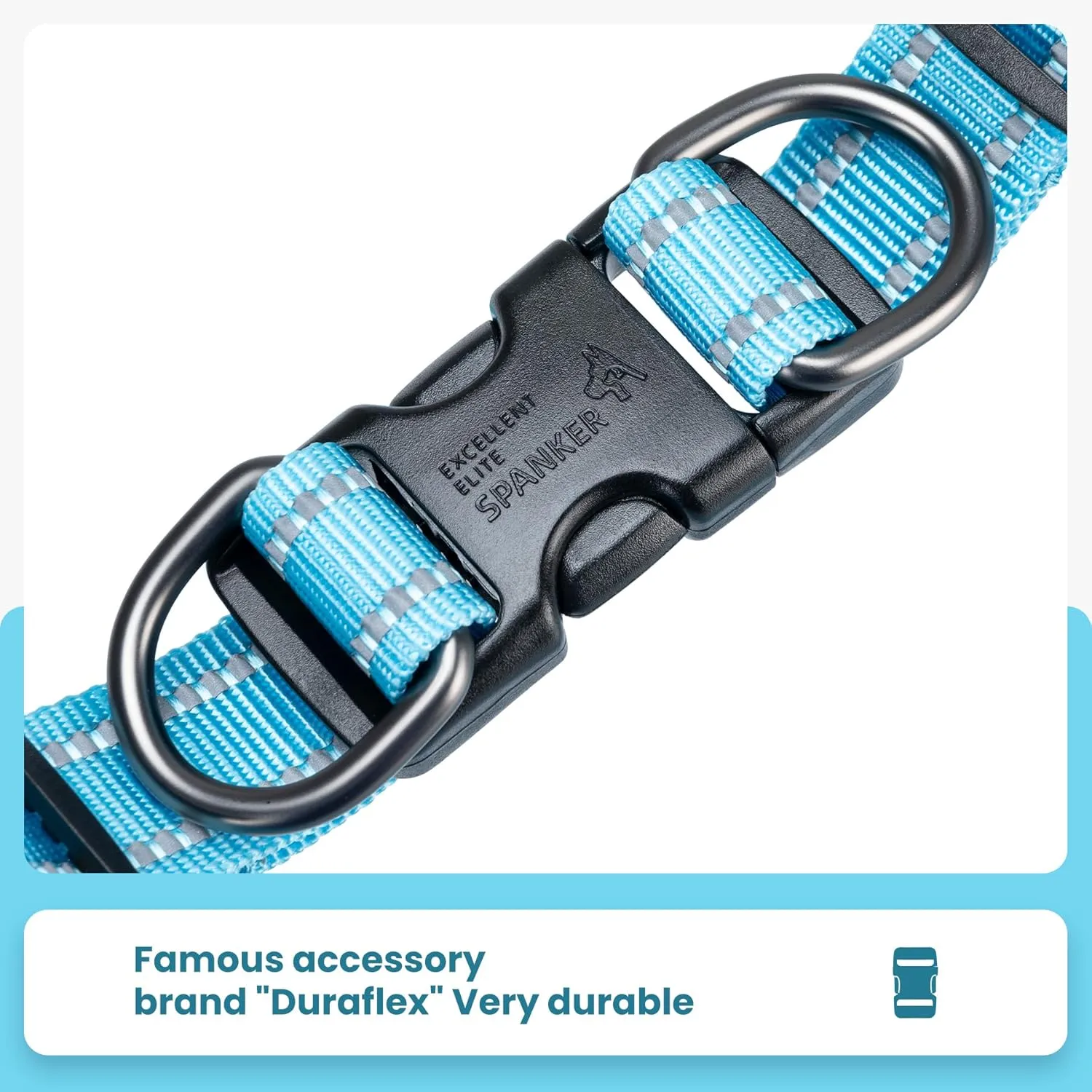 EXCELLENT ELITE SPANKER No Pull Dog Harness Step-in Adjustable Reflective Vest Soft Padded Easy Pet Chest Strap with Leash Clips for Small Medium Large Dogs Walking Training(Light Blue-L)