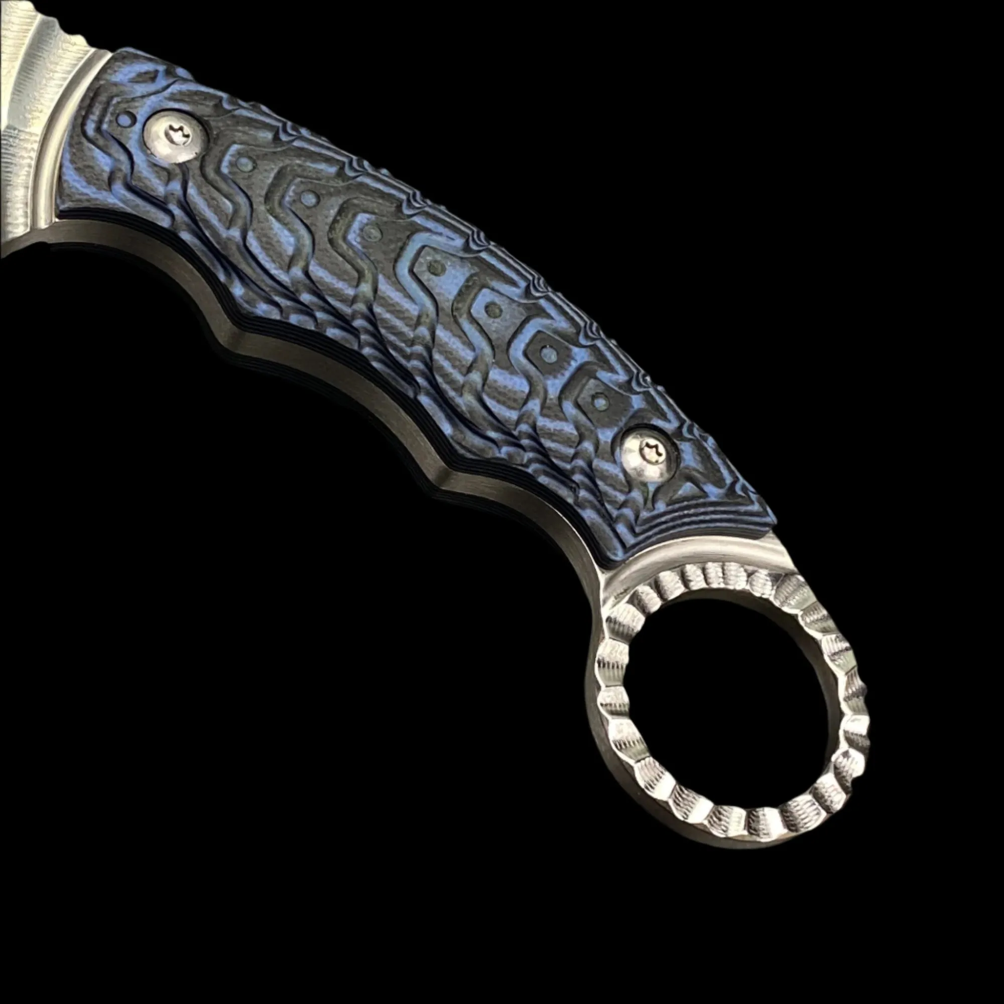 Falcon 12" Tactical Knife Blue Damascus Handle