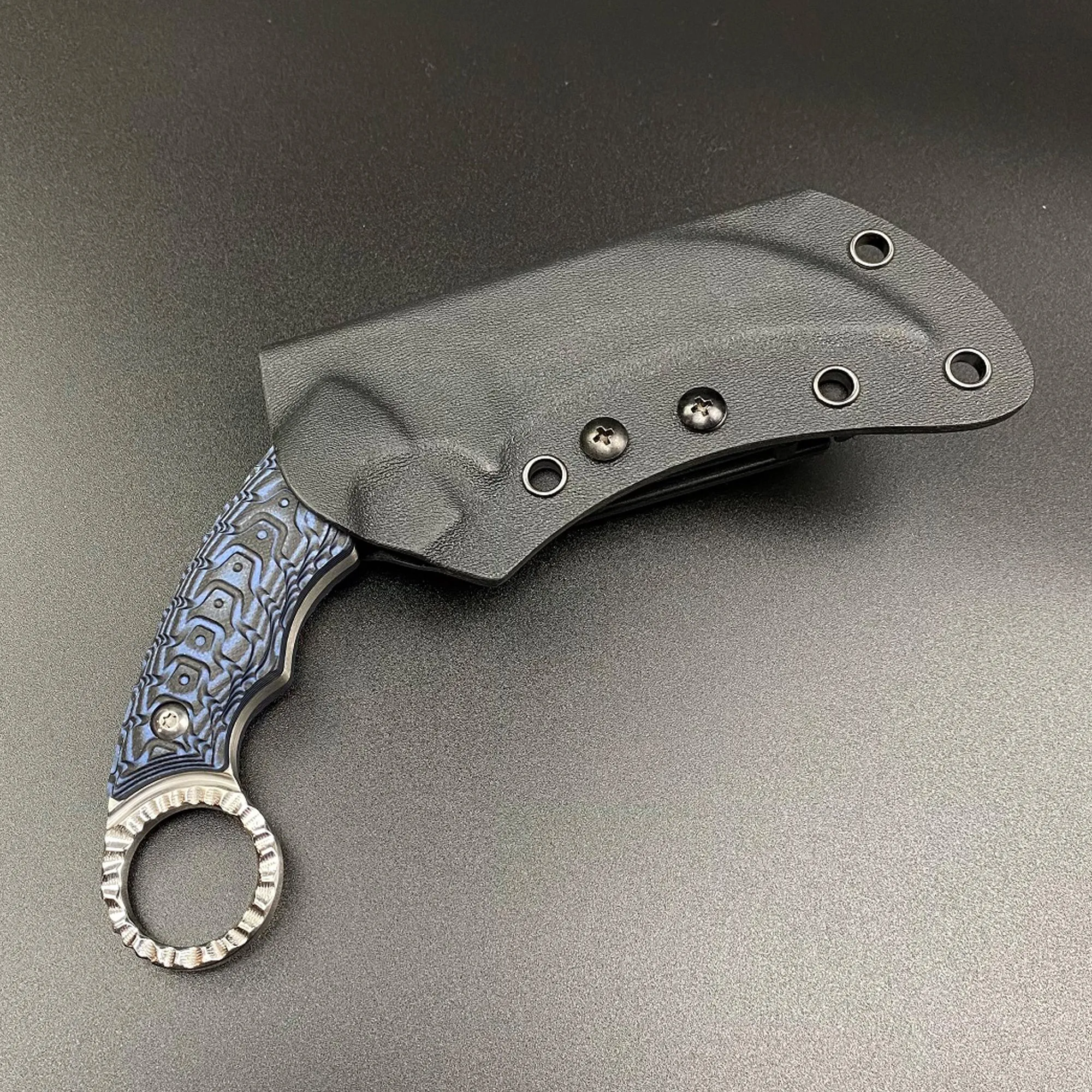 Falcon 12" Tactical Knife Blue Damascus Handle