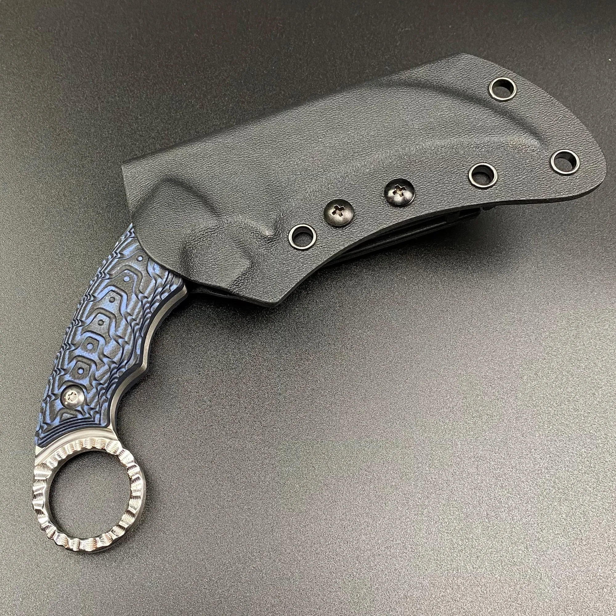 Falcon 12" Tactical Knife Blue Damascus Handle