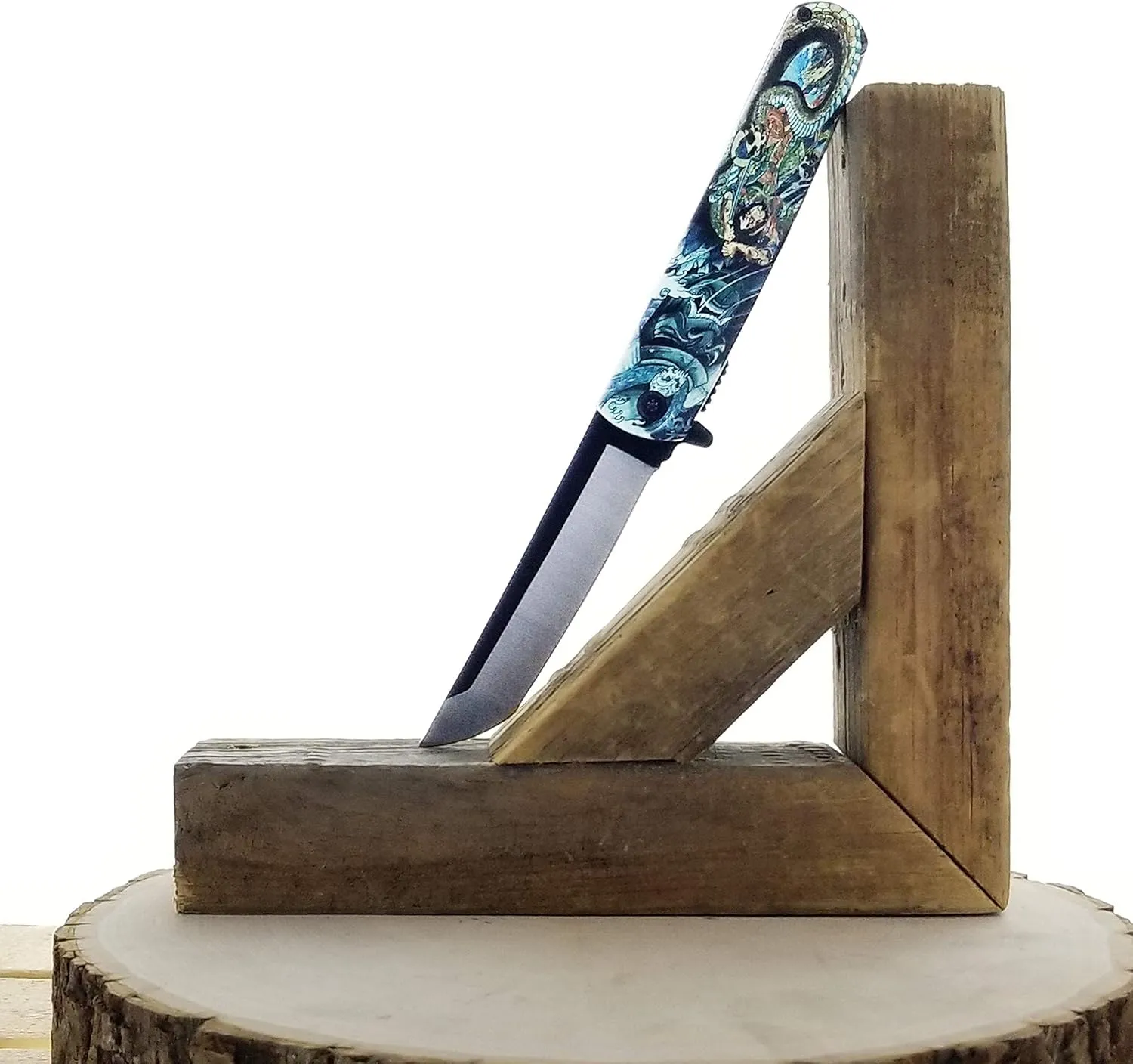 Falcon Folding Pocket Knife with Japanese Culture Art Design Handle for Collection, Gift, Hunting, Fishing, Camping and Daily Used