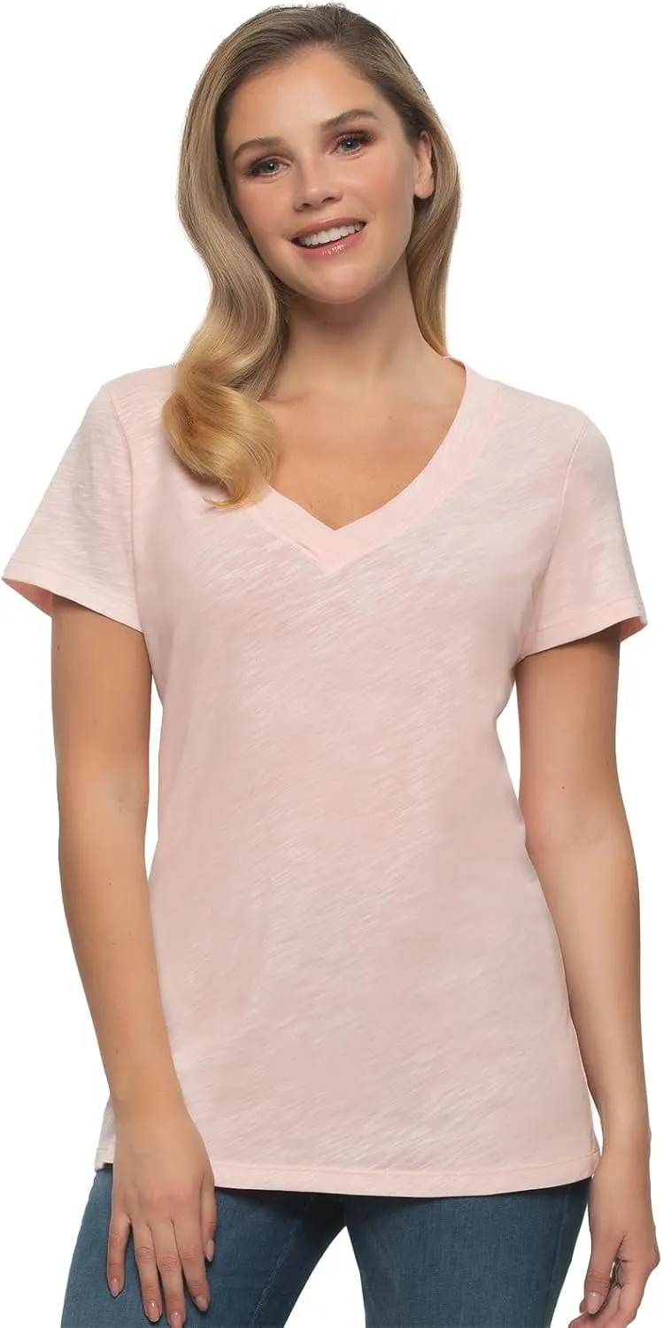 Felina - Women's Slub Jersey V-Neck Tunic - Lightweight Casual Top, Cotton Modal Blend