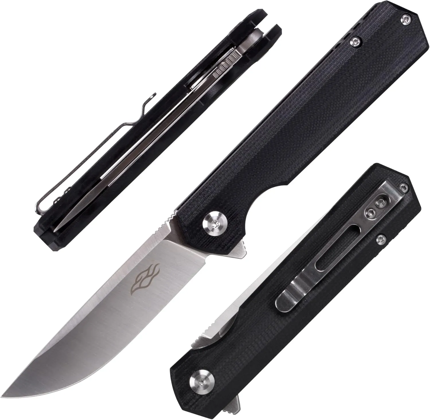 Firebird GANZO FH11 Pocket Folding Knife D2 Steel Blade G10 Handle with Clip Hunting Fishing Camping Outdoor EDC Knife (Black)