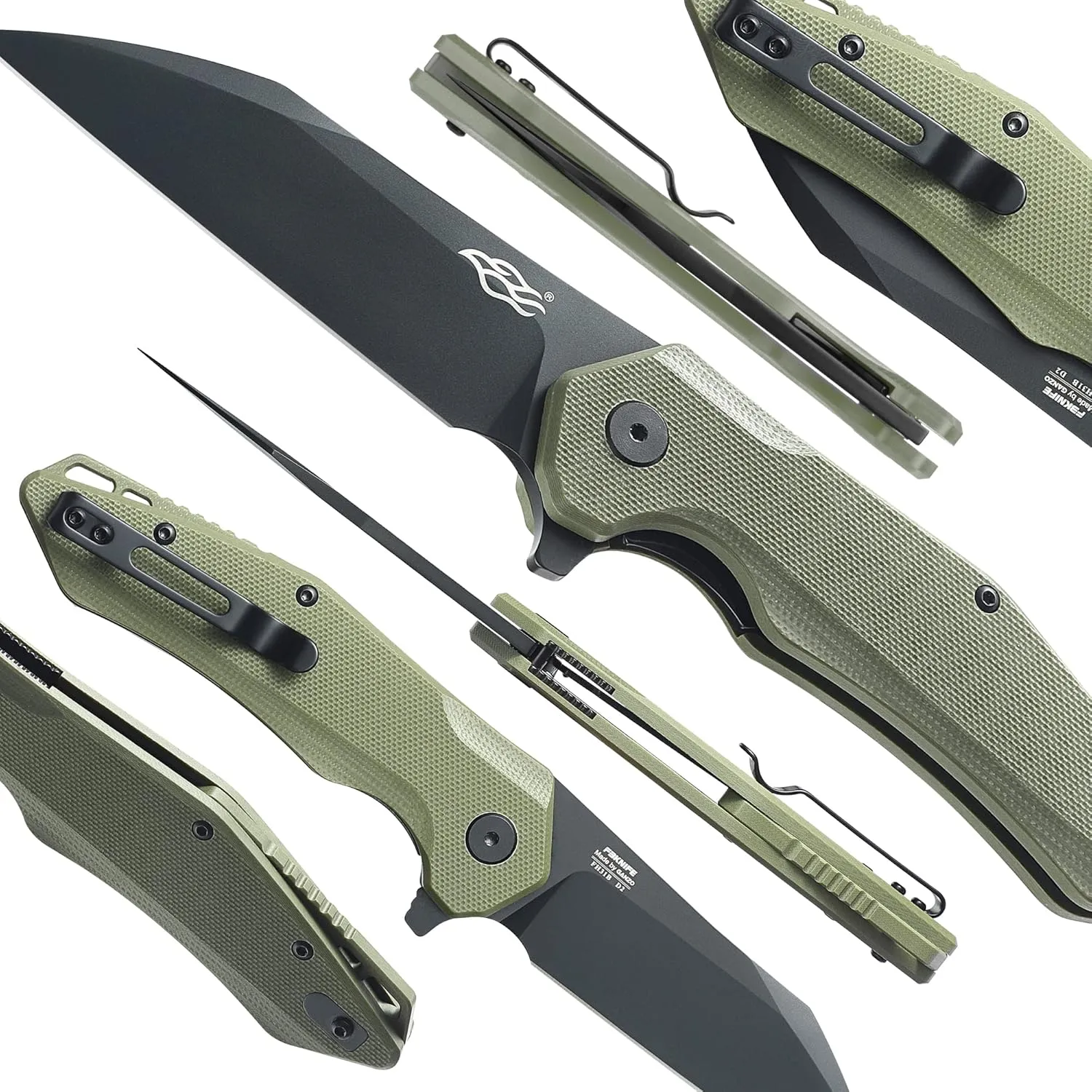 Firebird GANZO FH31 Folding Pocket Knife D2 Steel Wharncliffe Blade Ergonomic G10 Handle with Clip Hunting Fishing Flipper Camping Outdoor EDC Knife