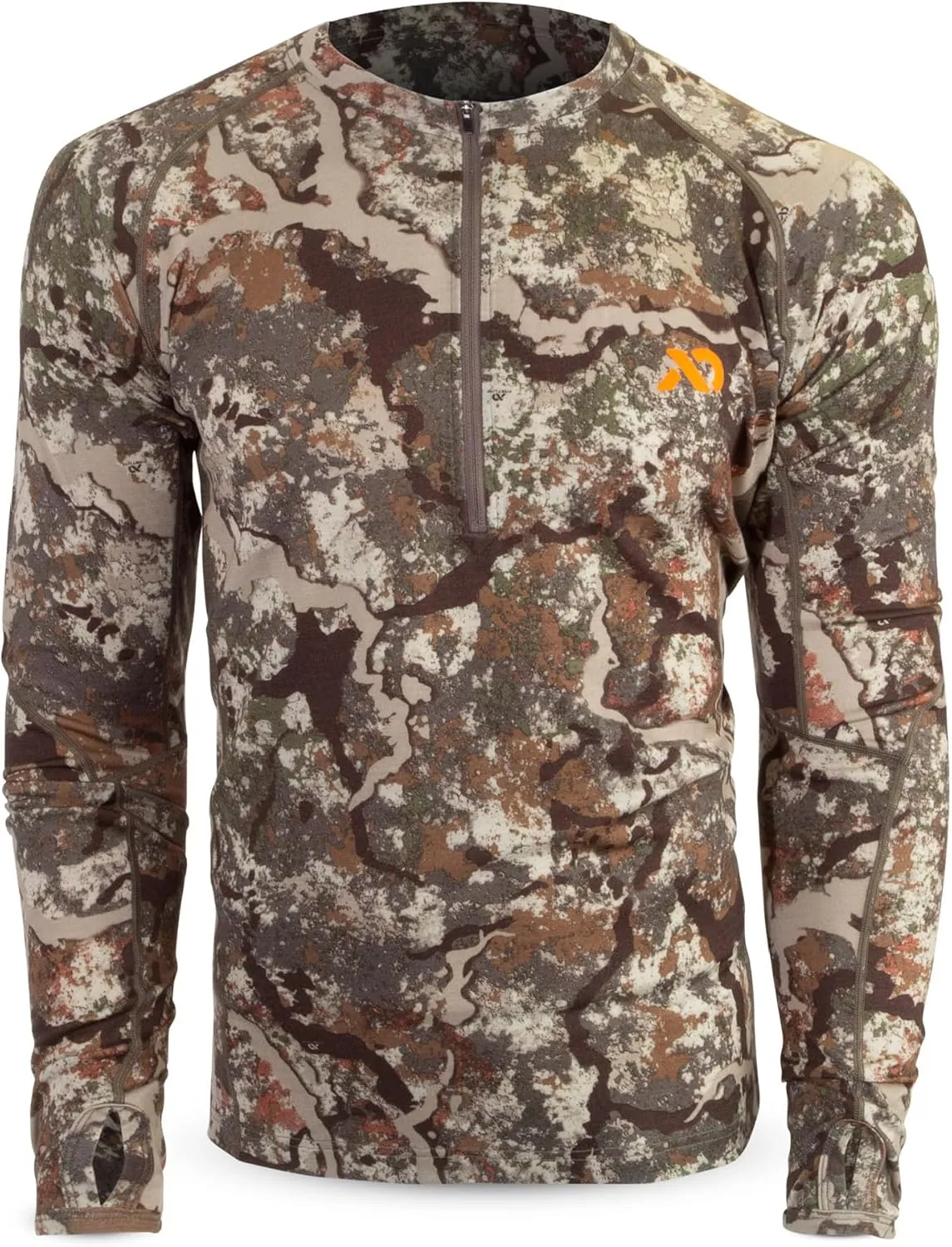 First Lite Men's Wick Quarter Zip - Ultralight Merino Wool Camo Hunting Baselayer