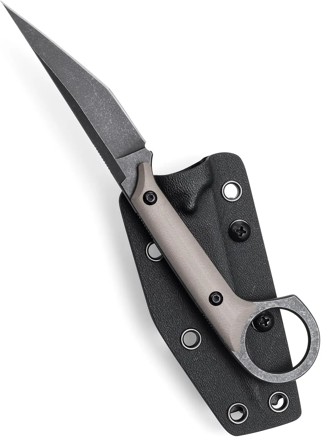 Fixed Blade Knife, D2 Steel Blade and G10 Handle, Utility EDC Knife for Outdoor Survival Hiking Camping with Kydex Sheath OS1221 (Sand)