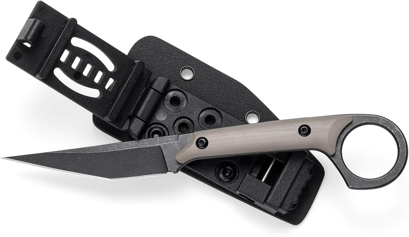 Fixed Blade Knife, D2 Steel Blade and G10 Handle, Utility EDC Knife for Outdoor Survival Hiking Camping with Kydex Sheath OS1221 (Sand)