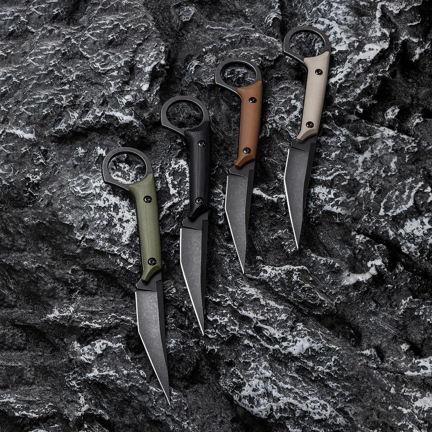 Fixed Blade Knife, D2 Steel Blade and G10 Handle, Utility EDC Knife for Outdoor Survival Hiking Camping with Kydex Sheath OS1221 (Sand)