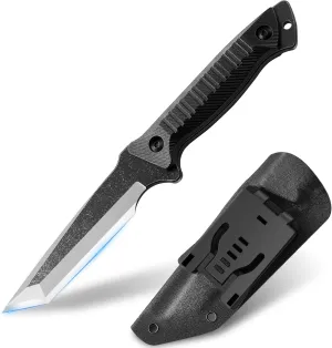 Fixed Blade Knife Tactical - 420HC Steel Belt Buckle Hunting Knife Horizontal, Camping Fixed-Blade Knives for Men (Savage Blade)