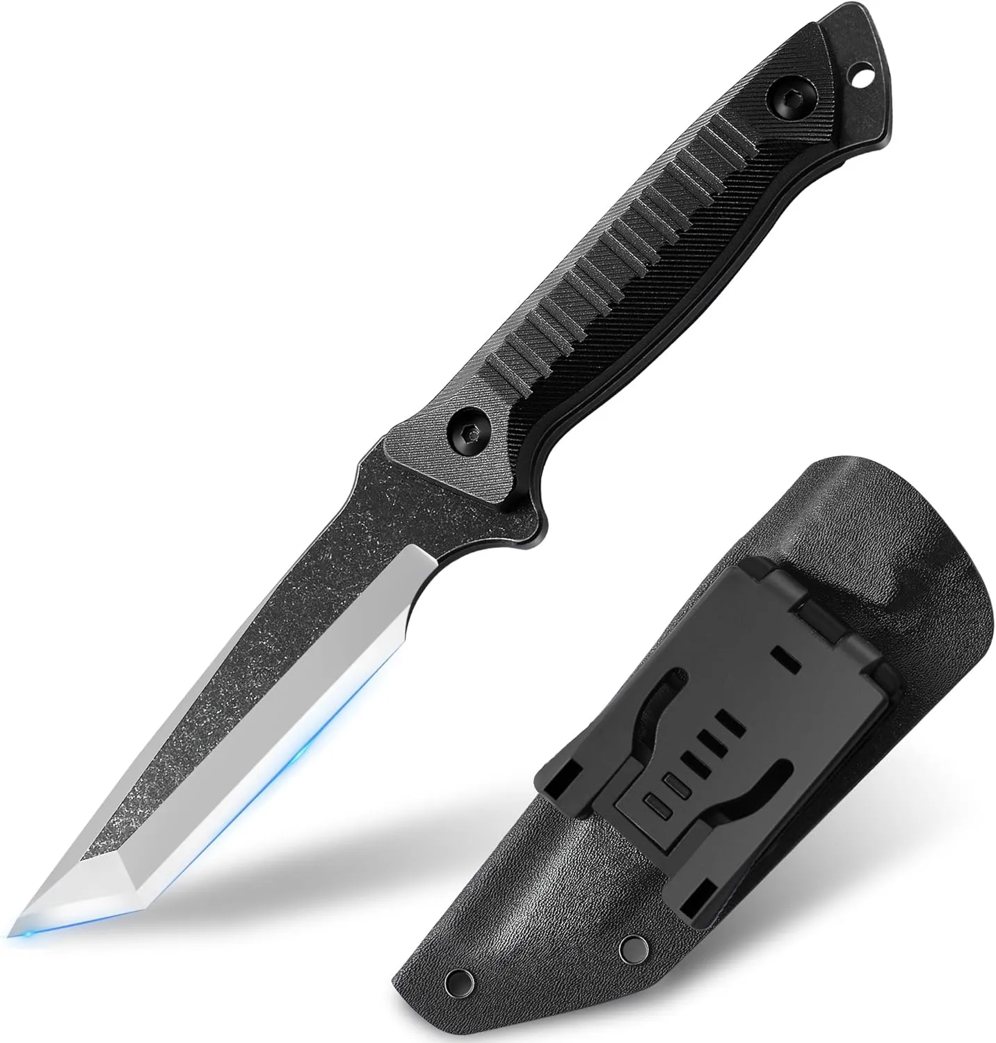 Fixed Blade Knife Tactical - 420HC Steel Belt Buckle Hunting Knife Horizontal, Camping Fixed-Blade Knives for Men (Savage Blade)