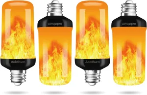 Flame Light Bulbs, 4 Modes LED Flame Effect Light Bulb, E26 Base Flickering Light Bulb with Gravity Sensor,Flickering Light Bulbs Halloween Home Party (4 Pack)
