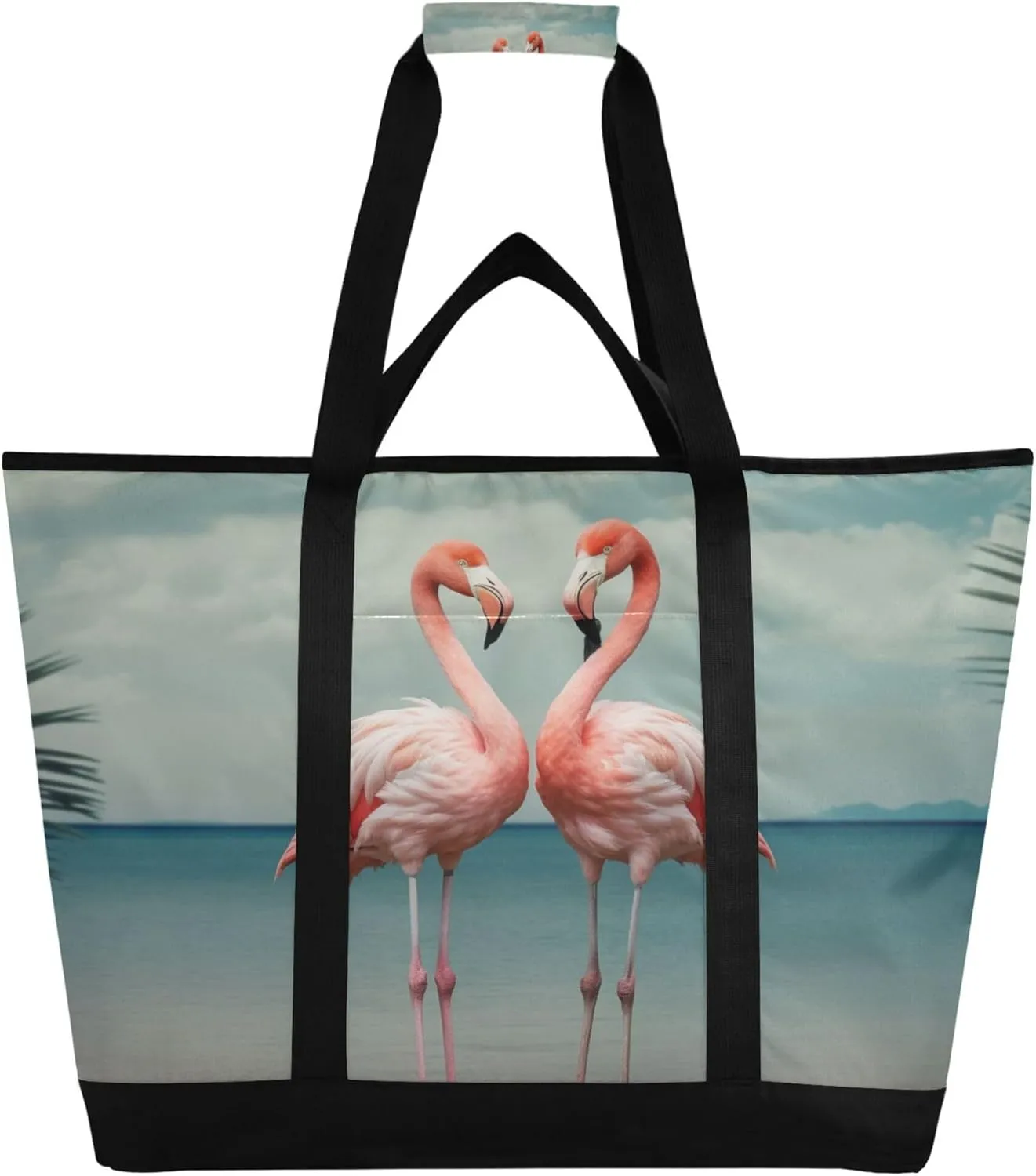 Flamingo Reusable Insulated Cooler Bag with Ice Pack Compartment - Large 47L Waterproof Thermal Grocery Tote for Picnic Beach Camping Lunch Storage