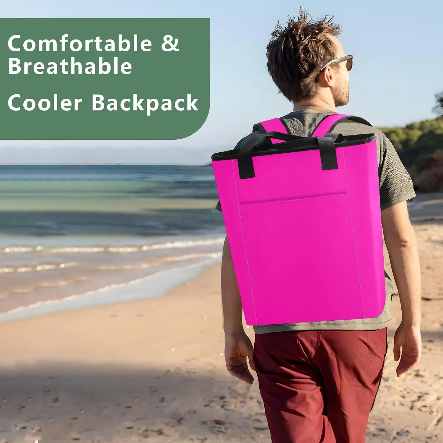 Fluorescent Yellow Electric Lime Cooler Bag 36 Cans Soft Side Coolers Insulated Leakproof Leakproof Cooling Tote Bag for Lunch