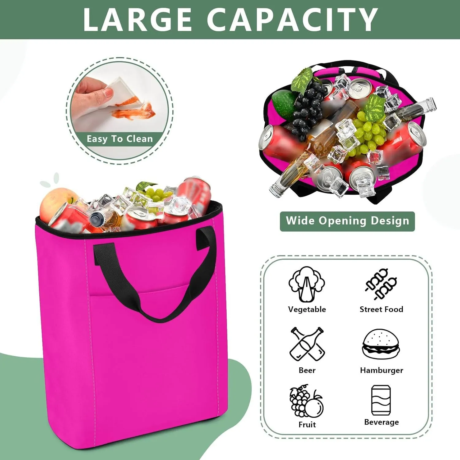 Fluorescent Yellow Electric Lime Cooler Bag 36 Cans Soft Side Coolers Insulated Leakproof Leakproof Cooling Tote Bag for Lunch