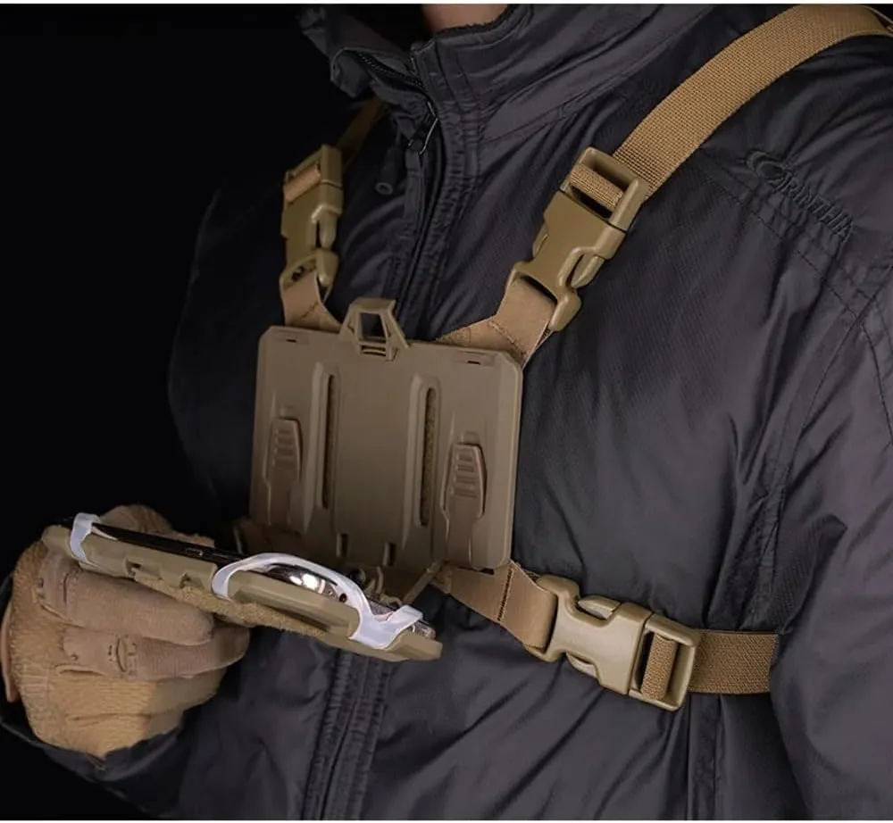 Foldable Tactical Vest Chest Rig Phone Holder, Molle Plate Carrier Pouch Navigation Board Harness Chest Mount