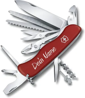 Folding Knife Work Champ with Customised Print on the Scale, Gift for Men and Women, Birthday, Swiss Army Knife, Personalised with 21 Functions, 0.8564