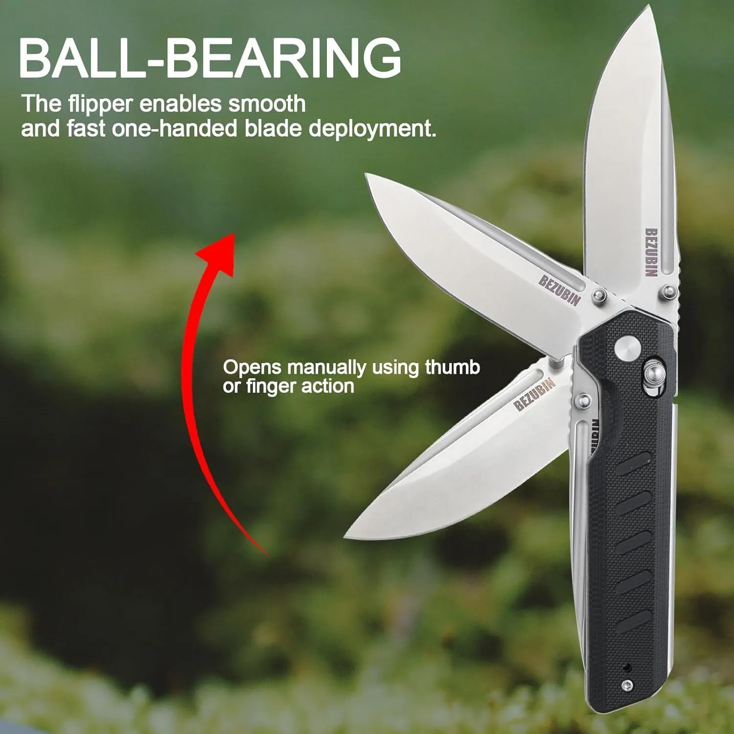 Folding Pocket Knife 3.25" VG10 Blade EDC Folding Knife with Safety Axis Lock Black G10 Handle Hunting Camping Knife with Thumb Stud Opener
