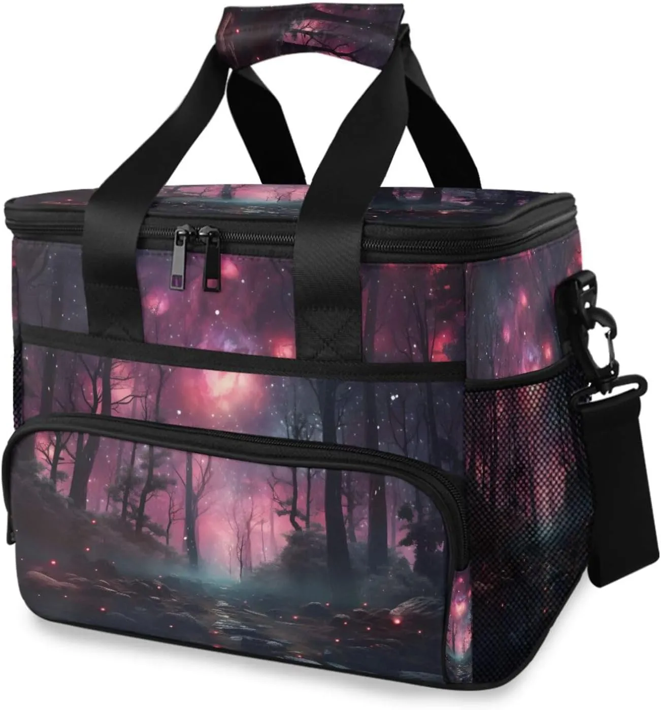 Forest Galaxy Cooler Bag Insulated Cooler Soft Sided Cooler 24 Can Portable Picnic Bag Large Leakproof Lunch Bag Box for Beach Grocery Camping Travel Car Men Women