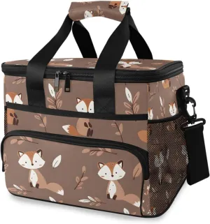 Fox Autumn Leaves Fall Cooler Bag Insulated Cooler Soft Sided Cooler 24 Can Portable Picnic Bag Large Leakproof Lunch Bag Box for Beach Grocery Camping Travel Car Men Women