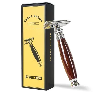 FREED Double Edge Razor,single blade razor,aluminum alloy handle in an elegant purple sandalwood color,with10 Japanese 6cr13 Stainless Steel Blades,It's the best gift for men, fathers,or birthdays