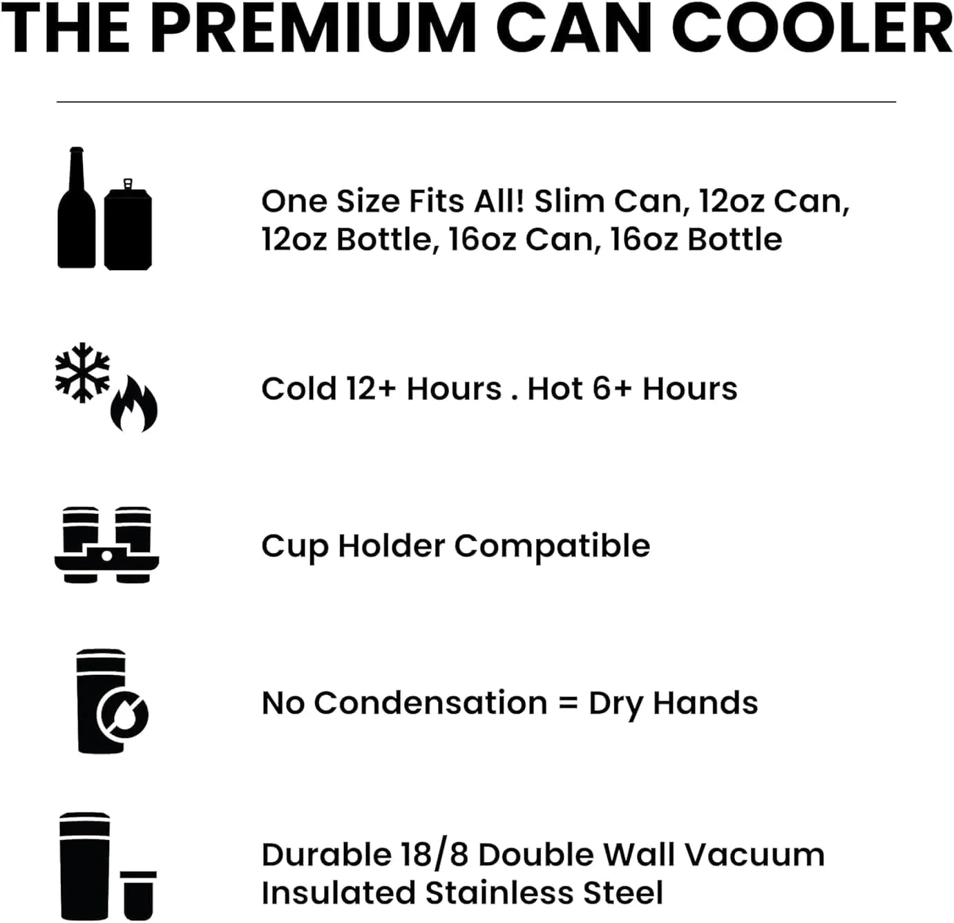 Frost Buddy Universal Buddy Can Cooler - Fits All - For Regular 12 & 16 oz or Slim-Size Bottles - Insulated Double-Walled Stainless Steel (Merica)