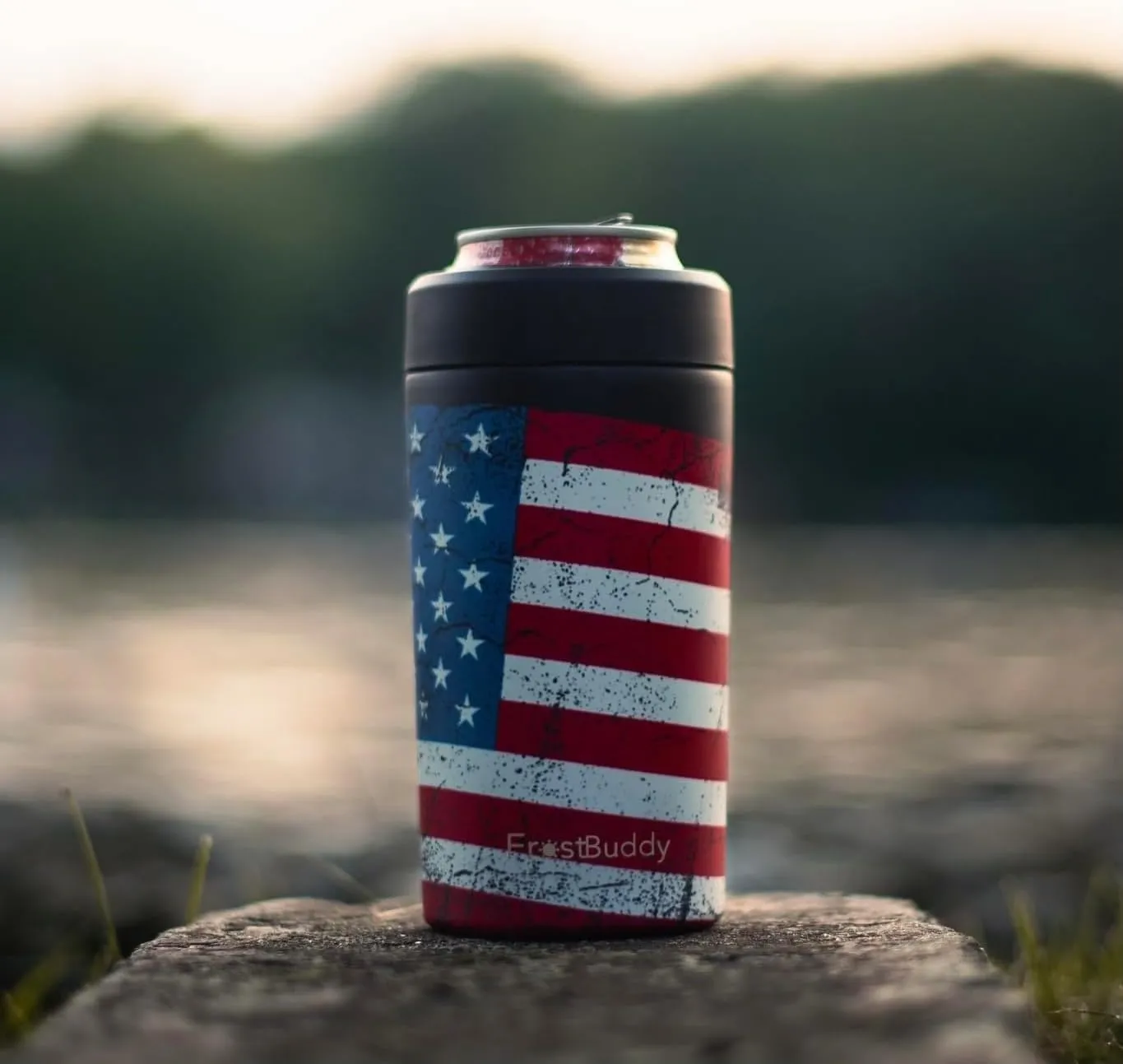 Frost Buddy Universal Buddy Can Cooler - Fits All - For Regular 12 & 16 oz or Slim-Size Bottles - Insulated Double-Walled Stainless Steel (Merica)