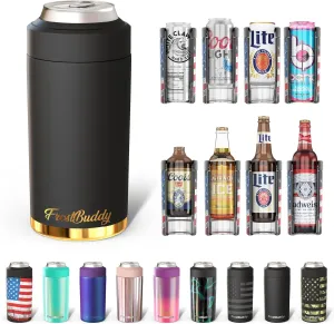 Frost Buddy Universal Buddy Can Cooler - Fits All - For Regular 12 & 16 oz or Slim-Size Bottles - Insulated Double-Walled Stainless Steel (Texastea)