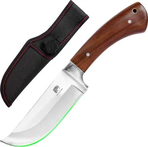 FULLHI Fixed Blade Hunting Knives,classic model Wood Handle Hunting Knife with Sheath for Camping Hiking Survival knives for Christmas&Thanksgiving gifts men women(4.5''curved blade)