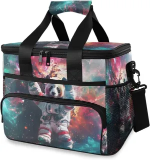 Funny Panda Astronaut Galaxy Cooler Bag Insulated Cooler Soft Sided Cooler 24 Can Portable Picnic Bag Large Leakproof Lunch Bag Box for Beach Grocery Camping Travel Car Men Women