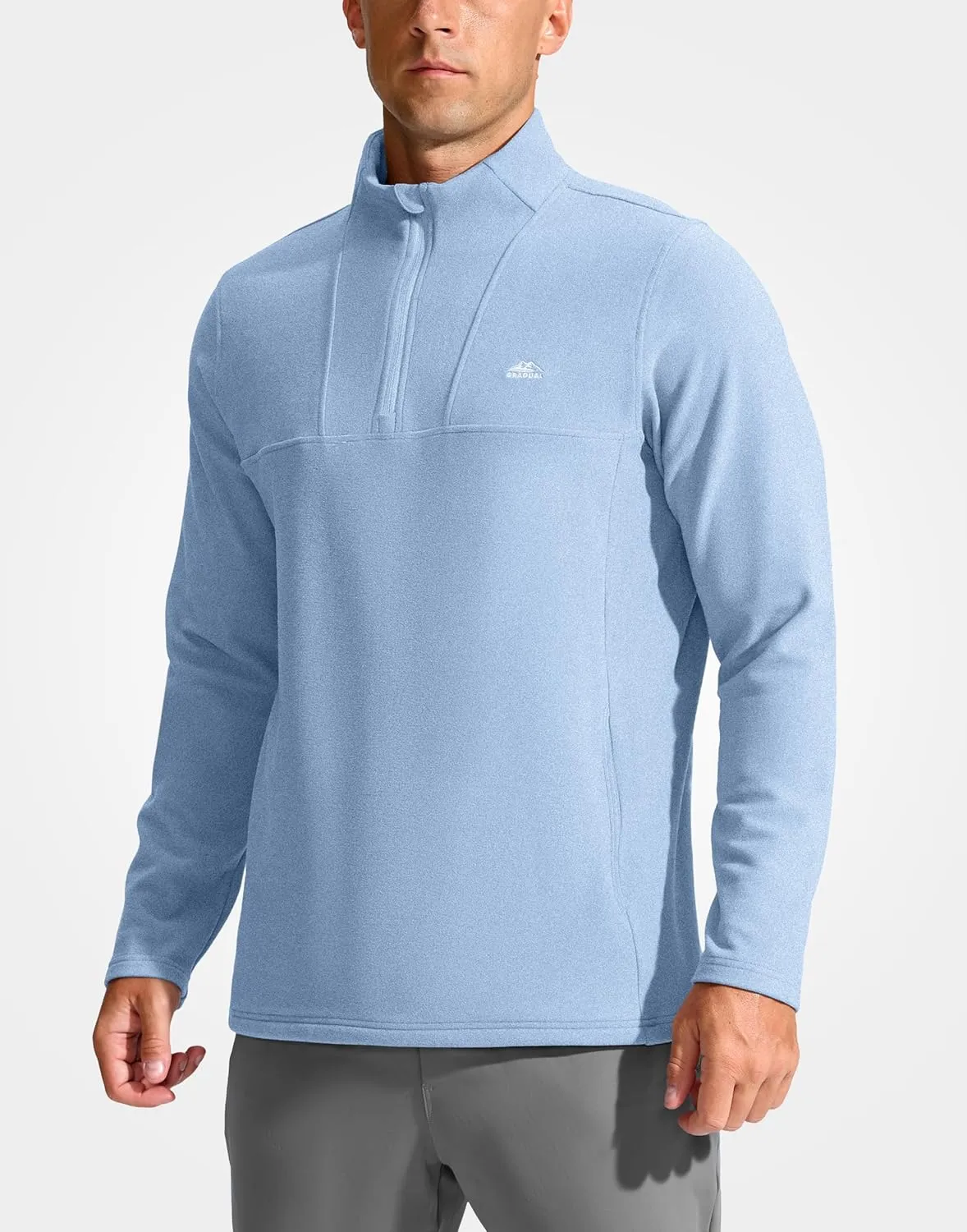 G Gradual Men's Quarter Zip Pullover with Zipper Pocket Fleece Lined Warm Sweater Golf Hiking Outdoor Lightweight Sweatshirt