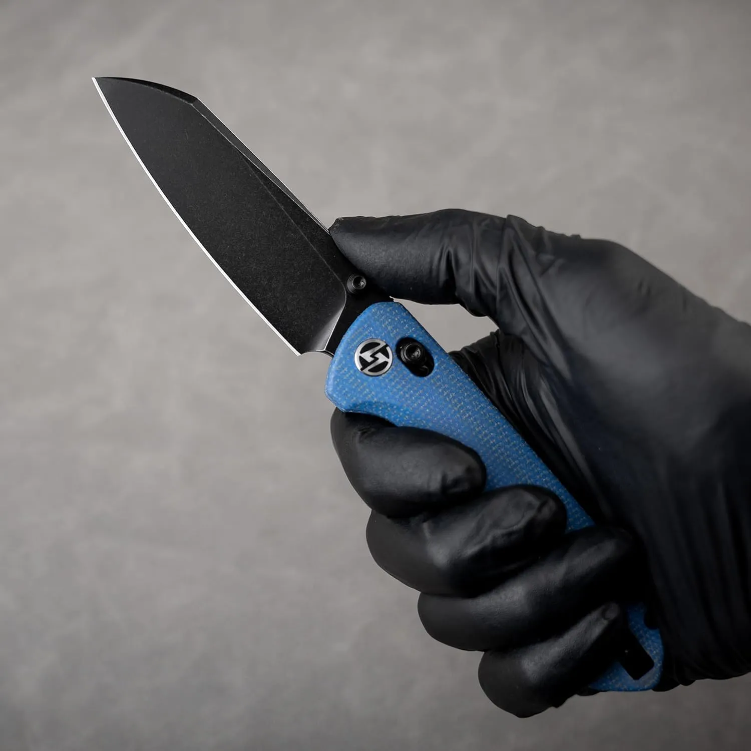 G062 Folding Knife for EDC, 14C28N Steel Blade Pocket knife, Crossbar Lock Knife for Outdoor, Survival, Hunting and Camping, 3.28oz（Micarta Blue Black Coating）