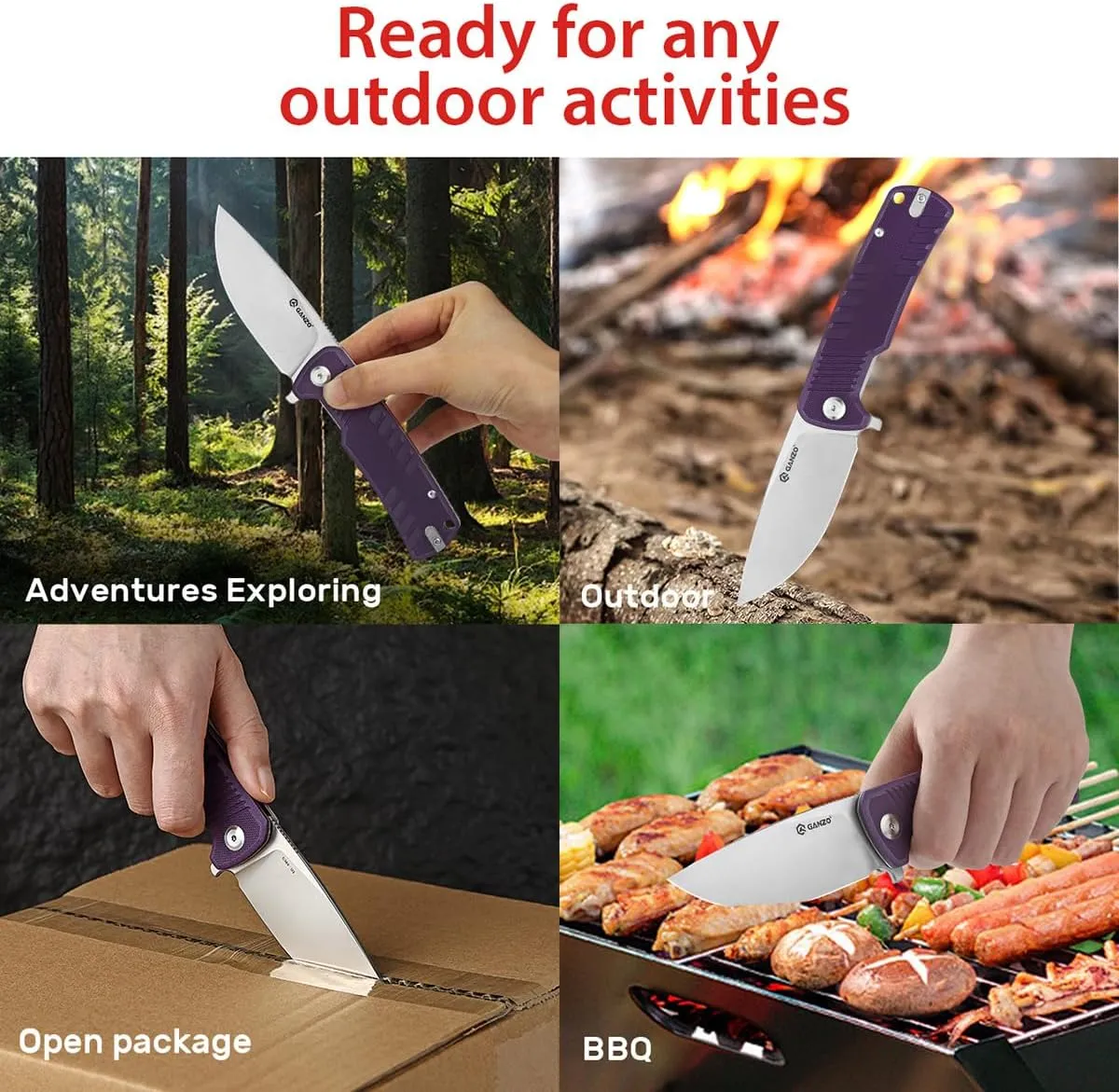Ganzo G769-BK EDC Folding Pocket Knife Razor Sharp D2 Stainless Steel Blade G10 Handle with Clip Outdoor Hunting Fishing Hiking Folder Best Gift for Men (Black)