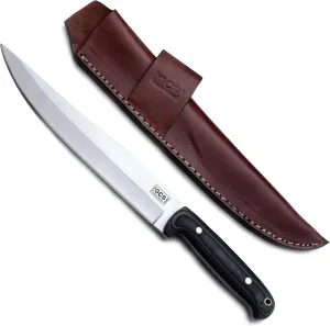 GCS Custom Handmade D2 Tool Steel Large MACHETE Chopping Hunting Camp Knife withHigh Polished Bolster Buffalo Hide Sheath for Hunting, Camping, Bushcraft&EDC GCS14