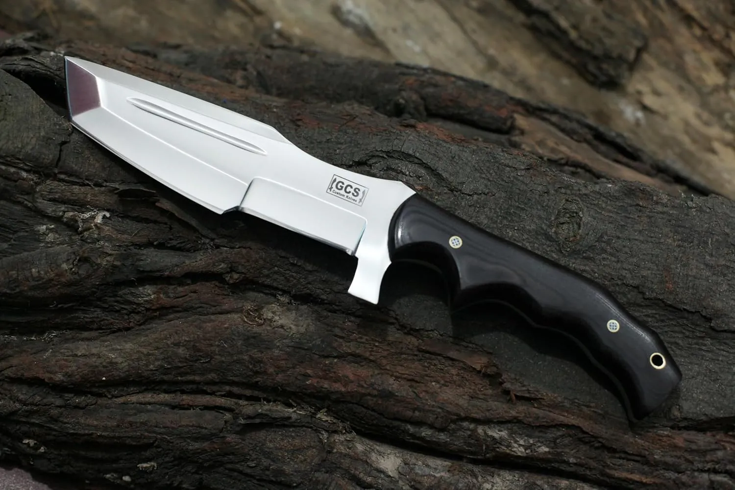 GCS Handmade D2 steel Hunting Knife G10 Handle Fixed Blade Knife Right Hand Scout Carry Buffalo leather Sheath and Sharpening Stone for Hunting Camping Survival and EDC