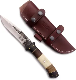 GCS Handmade Mixed Handle D2 Tool Steel Tactical Hunting Knife with leather sheath Full tang blade designed for Hunting & EDC GCS 509