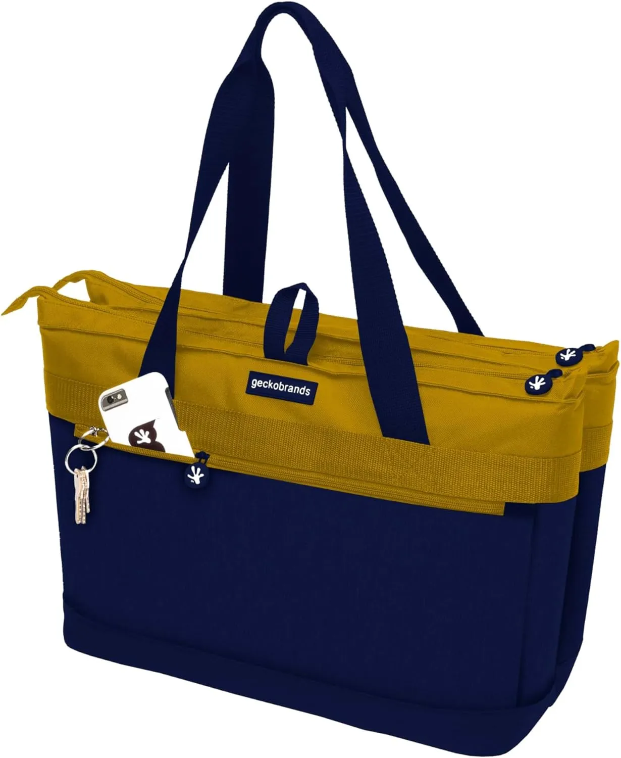 geckobrands 2 Compartment Tote Cooler – Durable, Leak-Proof Insulated Cooler Bag for Food and Drinks